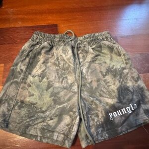 YoungLA Men's Athletic Camouflage Shorts - Gray and Green
